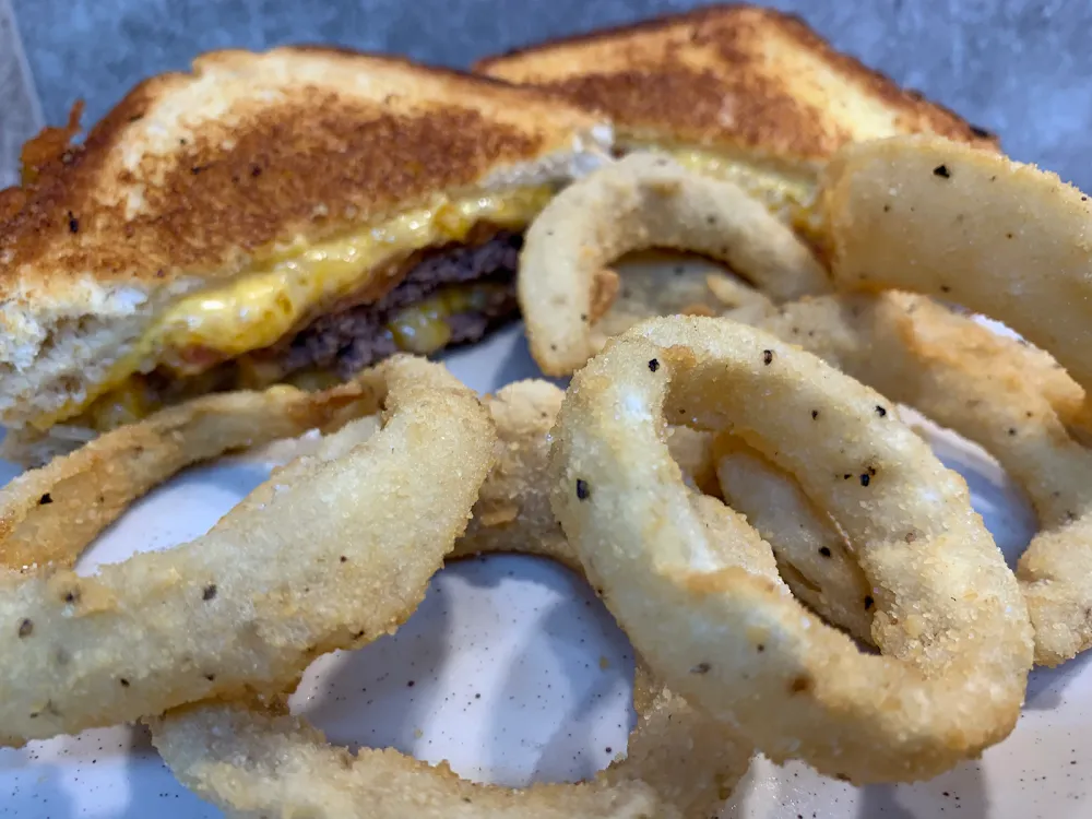 Patty Melt and Homemade Onion Rings